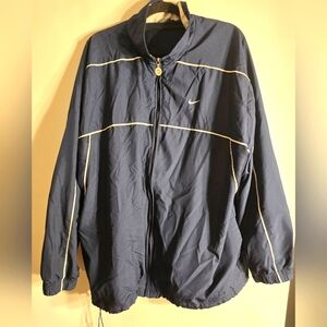 NIKE MEN'S NAVY BLUE WHITE STRIPE WINDBREAKER GOLF-TENNIS JACKET 90'S VTG SZ.XXL